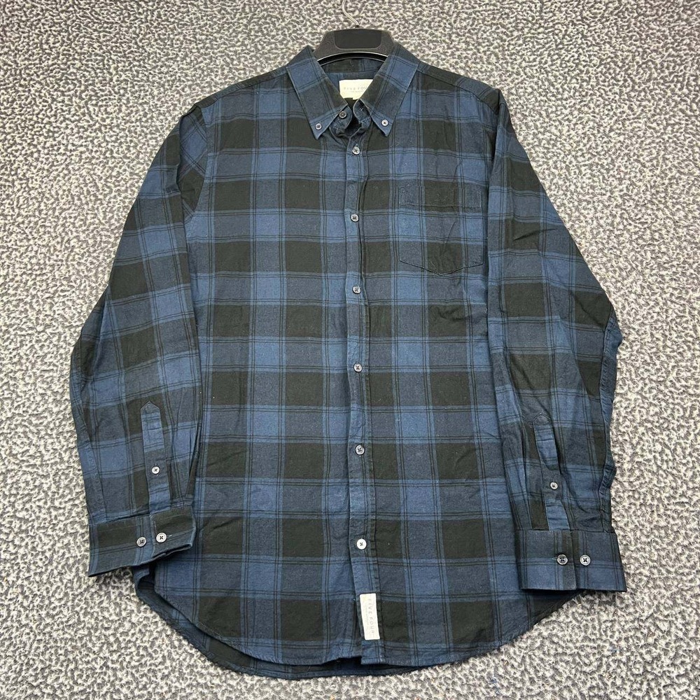 Five Four Button Down Shirt Men Large Blue Black Plaid Flannel Cotton L